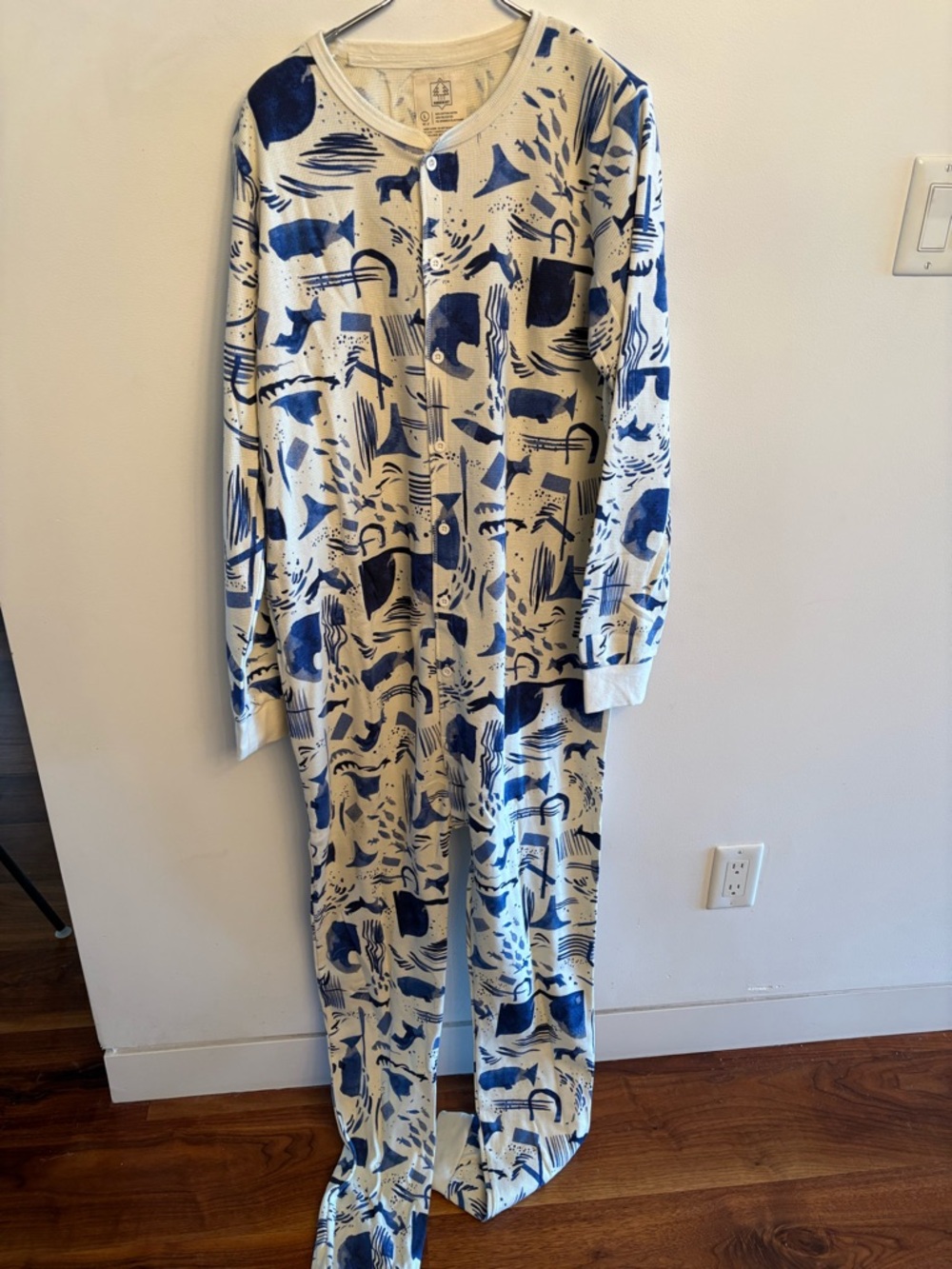 Unisex Modern Print Hipster Fisherman Farm patterned Onesie Pyjamas size XL
